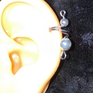 New silver tone ball ear cuff earring